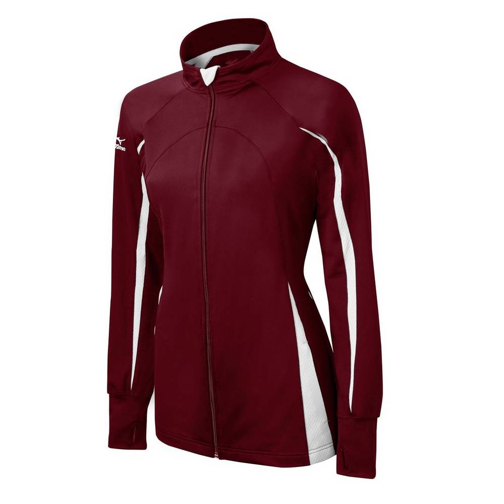 Mizuno Elite 9 Focus Full-Zip Női Jacke Bordó/Fehér RDH385106